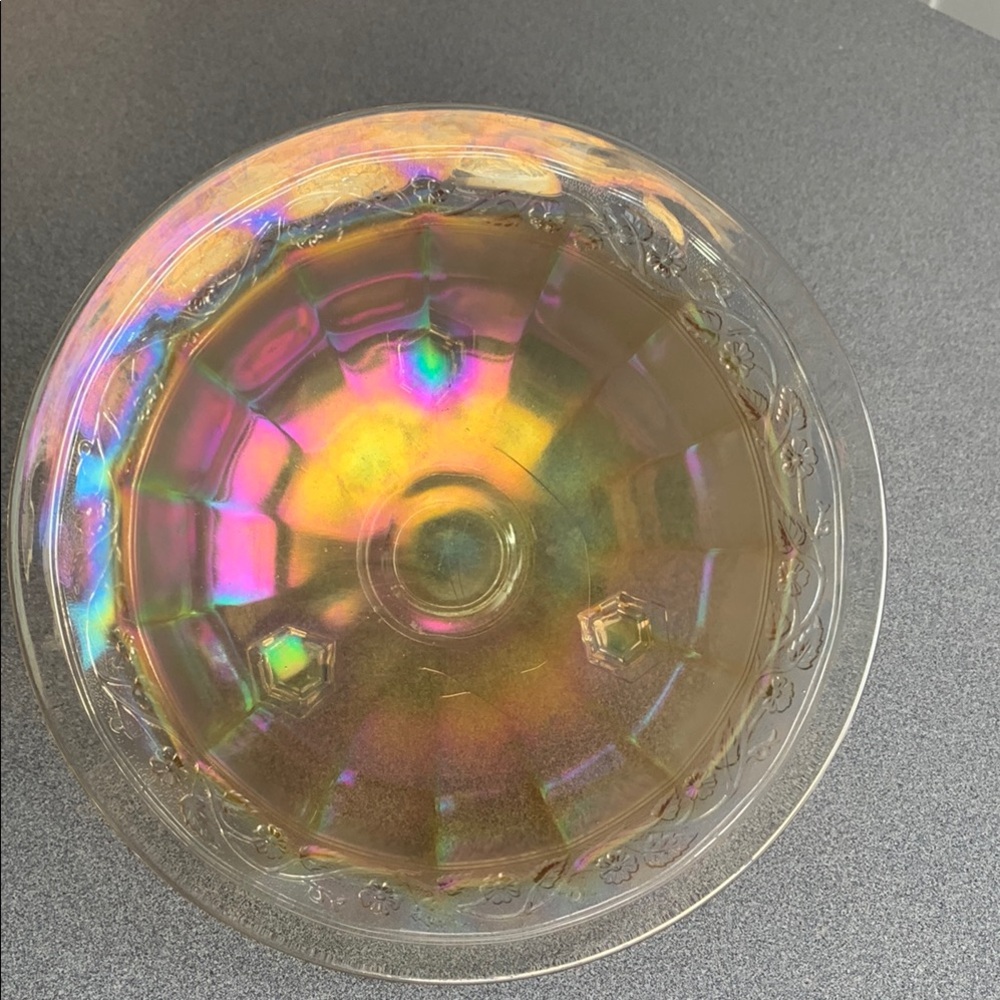 Vintage Imperial Glass Co. carnival glass Iridescent footed bowl